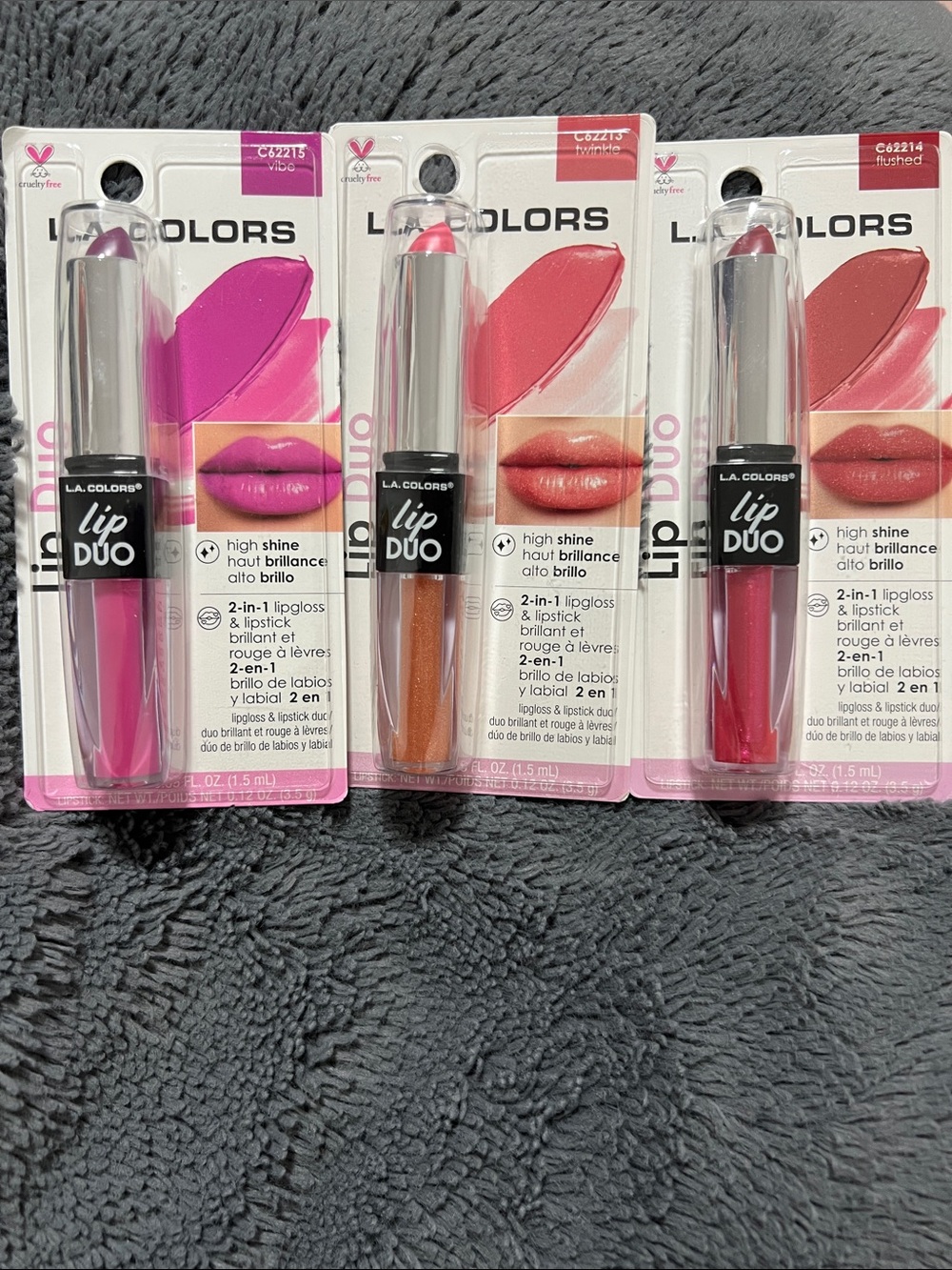 L.A. Colors Lip Duo 2-in-1 Lipstick & Gloss - Bright Pink, Coral, Berry